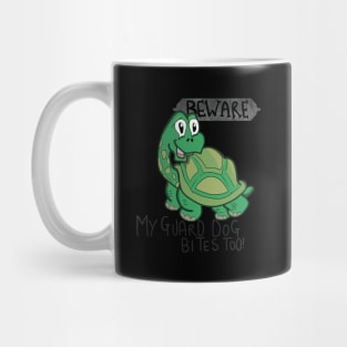 Beware My Guard Dog Bites Too Tortoise T-shirt Mug